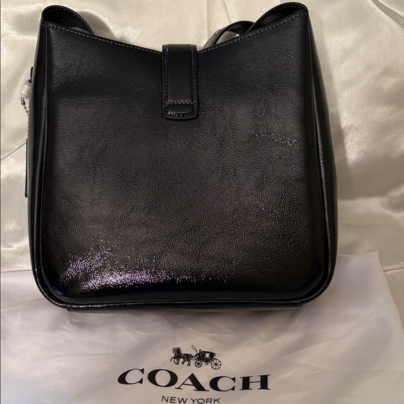 🖤🩶Coach NWT Black Hadley Convertible Turn lock Crossbody Bag/SilverHardware - Picture 5 of 8